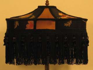 Vintage Victorian Style Lampshade Black Fringed  