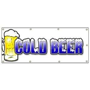  36x96 COLD BEER BANNER SIGN ice iced drink cart stand 