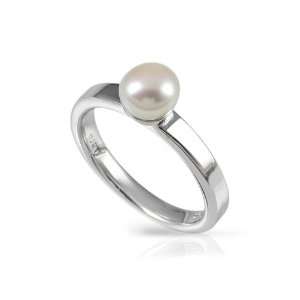  Merii Sterling Silver Fresh Water Pearl Single Stone Ring 