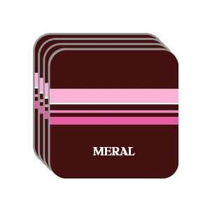 Personal Name Gift   MERAL Set of 4 Mini Mousepad Coasters (pink 