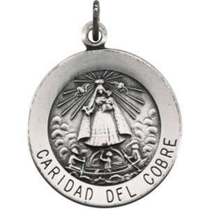   Silver 18.25 mm Rd Caridad Del Cobre Pend Medl CleverEve Jewelry