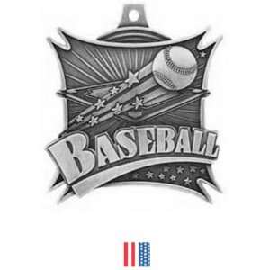 Hasty Awards Xtreme Custom Baseball Medals M 701 SILVER MEDAL/FLAG 