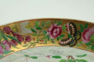   19thC Chinese Qing Famille Rose Mandarin Figural Porcelain Dish  