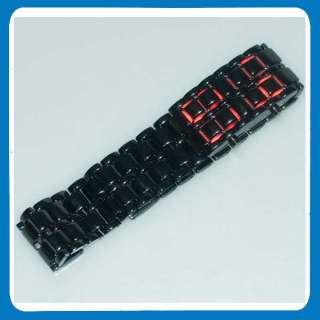   Boys Lava Style Iron Samurai Red LED Digital Metal Sport Wrist Watch C