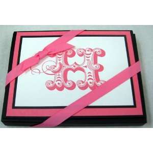   Stationery NOT4122 Pink Initial H Blank Note Cards 