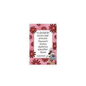   & Pink Flowers Birthday Party Invitations