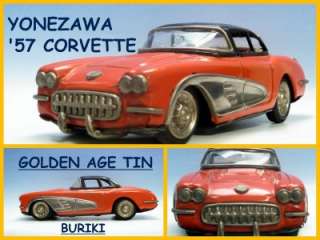 1957 Rare Tin Car~YONEZAWA Chevrolet CORVETTE Tin Friction~Golden Age 