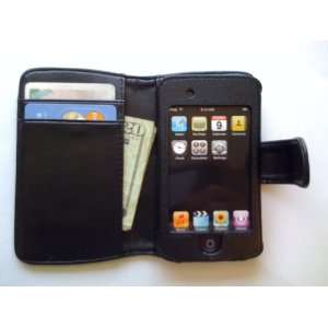  Black Dual Leather Wallet style Case for iPod Touch 