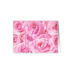  Pink massed roses   Happy 16th Birthday Card Toys & Games