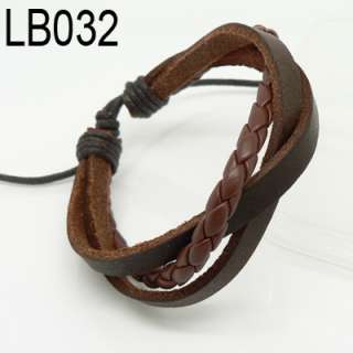 New Charm Braided Genuine Leather Bracelets Wristband Bangle 