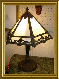 ANTIQUE BRONZE SLAG LAMP with CROWN & Cross IMPRESSED MARK ON THE 