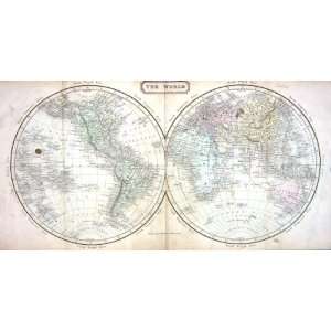  Butler Antique Map 1851 World Arctic Ocean Antarctic 