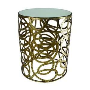  Italian Gold Multi scroll Round Side Table with Mirror Top 