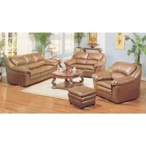 All new item 4 pc Saddle brown bonded leather sofa, love seat, chair 
