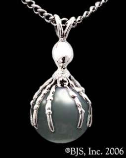Spider Necklace w/ Gemstone Ball, Silver Spider Jewelry, New 