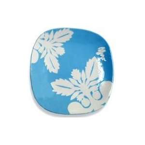    Hawaiian Ceramic Salad Plate Mamo Blue Ulu
