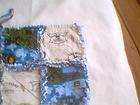 Rag quilt Pacifier holder John Deere green tractors on blue tan logos