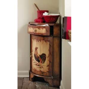  Hand Painted Rooster Corner Cabinet With Pullout Drawer by 
