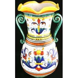  Hand Painted Italian Ricco Deruta Majolica Vase 