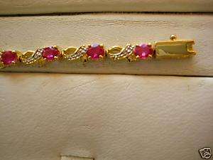 Lively Rubies and diamond Bracelet in 14kt y/g  