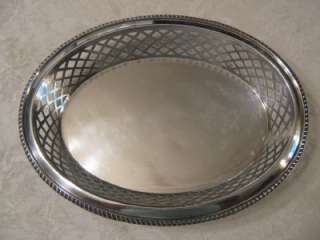 VTG SILVERPLATE OVAL TRAY FOOTED LATTICE STYLE RETICULATED GALLERY 