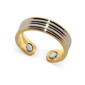  Two Tone Striped Magnetic Band Fits Ring Size 7 & Above 