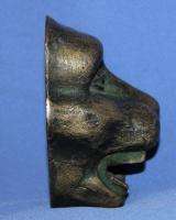 Antique Art Deco Solid Bronze Lion Beast Head Figurine  