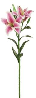 Set 12 Artificial Tiger Lily Stem Striped Magenta Pink Silk Floral 