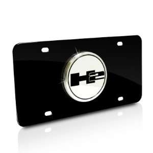  Hummer H2 Chrome Logo on Black Metal License Plate 