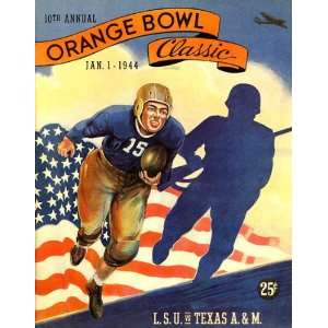   Game Day Program Cover Art   TEXAS AM (H) VS LSU 1944 SUGAR BOWL
