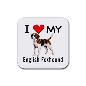  I Love My English Foxhound Square Coasters (Set of 4 