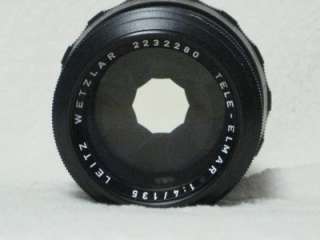 Leitz Wetzlar Leica 14/135 mm Tele Elmar w/ Plastic Leica Case & Cap 