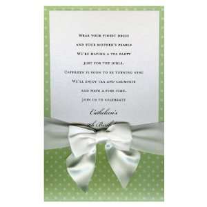  Lotsa Dots Green with White Bow Pocket Invitations Health 