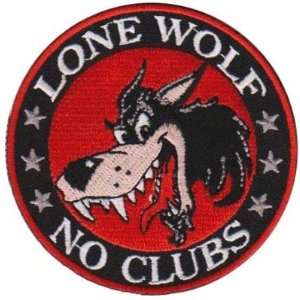  LONE WOLF NO CLUBS Fully Embroidered BIKER Vest Patch 