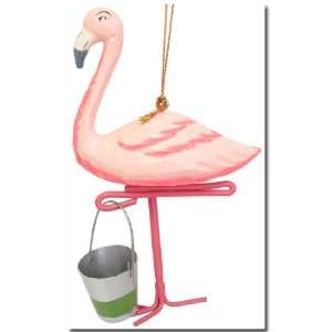  Flamingo with Clam Bucket Christmas Ornament