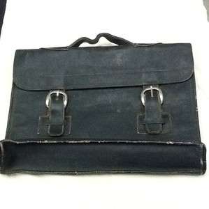 Vintage Black Leather Book Case Laptop Bag Lawyer Briefcase  