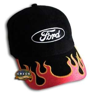    Ford Oval Flames Logo Hat Cap Red Apparel Clothing Automotive