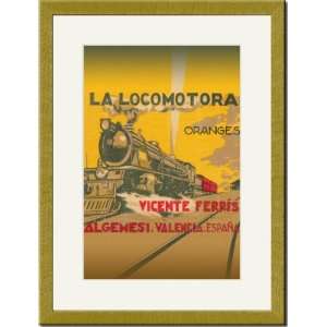   Gold Framed/Matted Print 17x23, La Locomotora Oranges