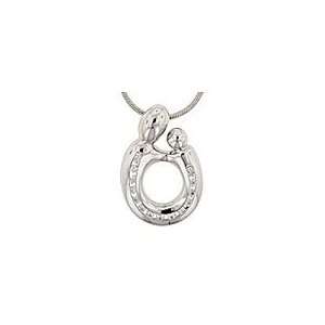   Mother and Child Diamond Channel Pendant, Mothers Jewelry Jewelry