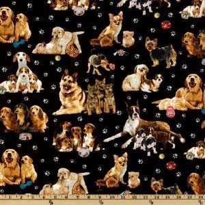  43 Wide Litters & Stuff Puppies Black Fabric By The Yard 