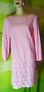 60s LANZ pink check Dress w/embroidiery 42 42 42  