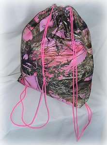 neon hot pink camo camouflage real tree breakup drawstring backpack 