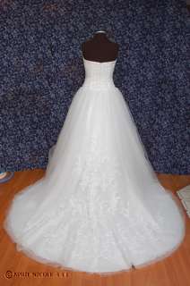 White Tulle w/ Lace Princess Strapless Wedding Dress 10 NWOT  