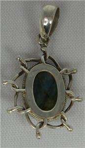 Labradorite Gemstone Sterling Silver Necklace Pendant Artisan Crafted 