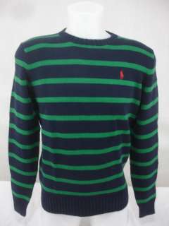 NWT Polo Ralph Lauren $98 Mens Sweater Crew Neck Cotton Navy Green Red 