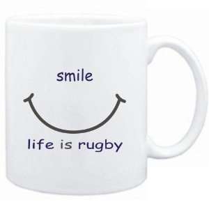 Mug White  SMILE  LIFE IS Rugby  Sports  Sports 
