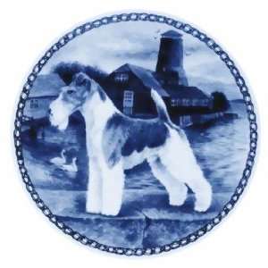  Fox Terrier (Wire) Danish Blue Porcelain Plate