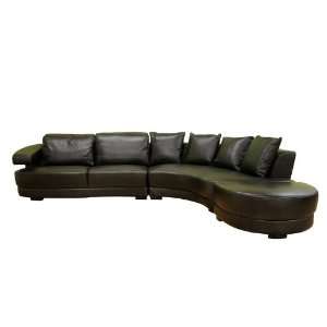   Sectional Sofa with Ottoman   Dark Espresso Leather
