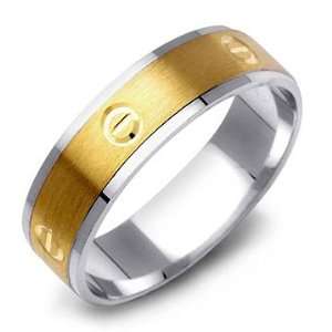   14K Two Tone Contemporary Gold Mens Wedding Band Ring Jewelry