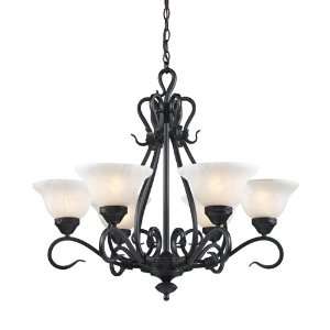  Chandelier H26 W28 White Faux Marble glass